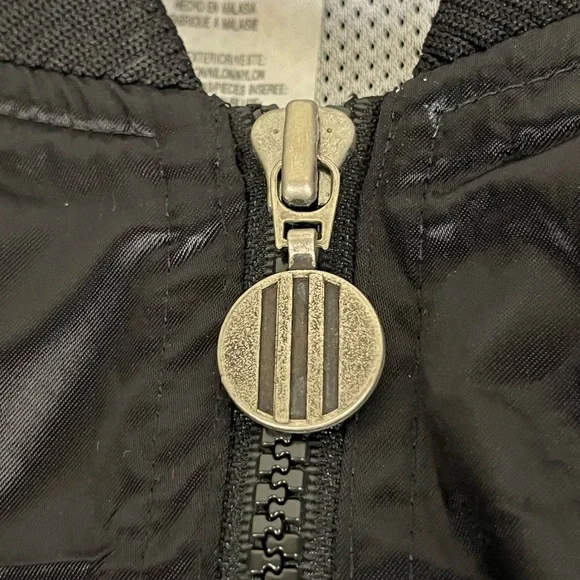 NWT New With Tags Vintage 90s Adidas Black & White Satin Bomber Jacket Mens 2XL - Picture 3 of 16